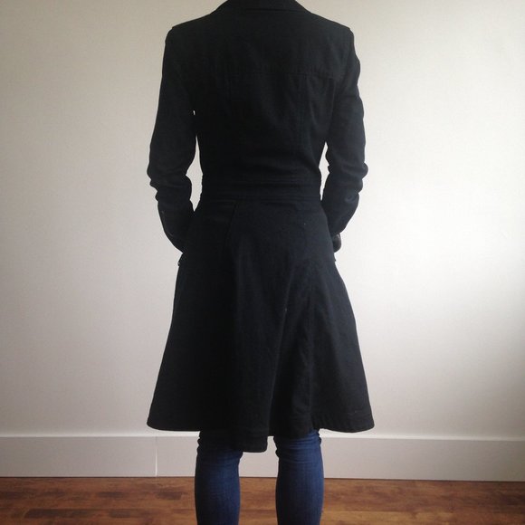 Betsey Johnson - Black Long Structured Denim Coat - Picture 7 of 12